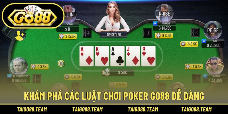 Khám phá các luật chơi poker GO88 dễ dàng
